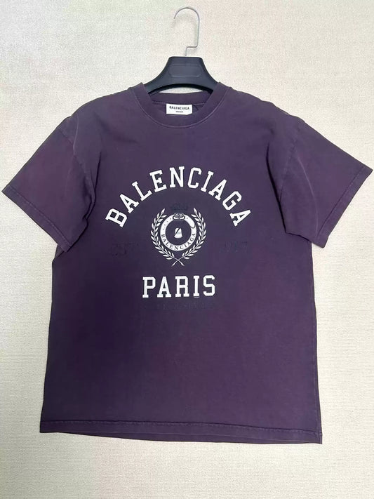 Balenciaga 23ss Crown Wheat Ear Washed Old Short sleeved T-shirt