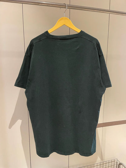 Balenciaga dark green small logo round neck short sleeved shirt