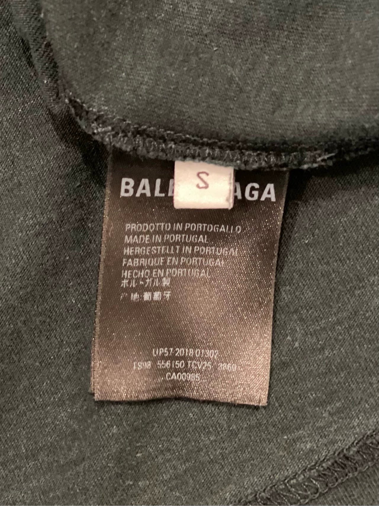 Balenciaga dark green small logo round neck short sleeved shirt