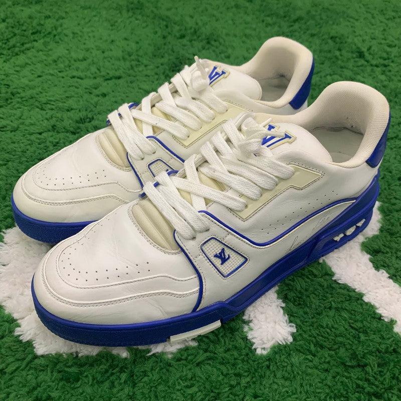 Louis Vuitton Trainer Sport Sneakers in White and Blue 0079