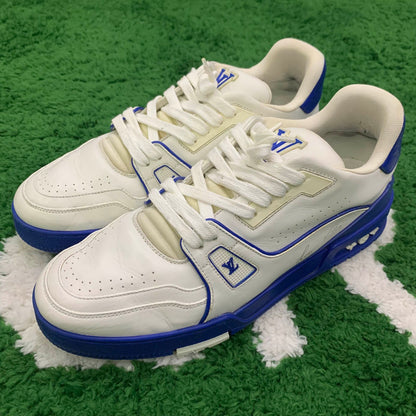 Louis Vuitton Trainer Sport Sneakers in White and Blue 0079
