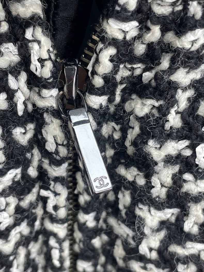 Chanel Black and White Puffer Jacket