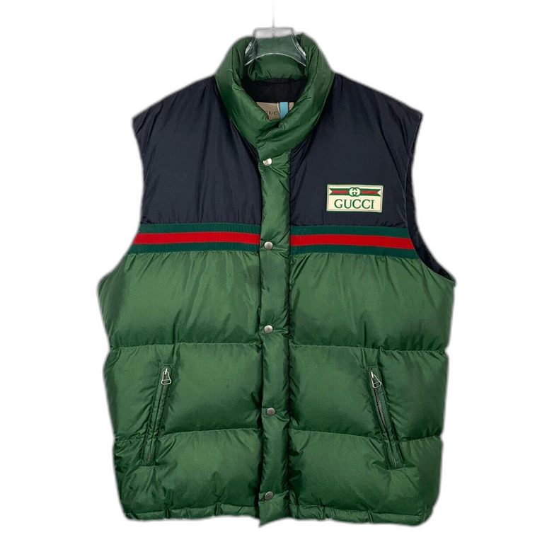 Gucci Logo Decorated Green Puffer Vest