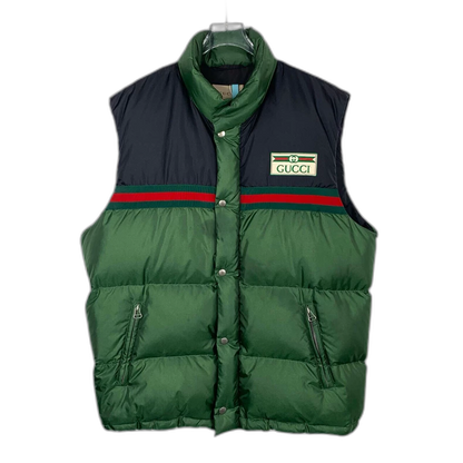 Gucci Logo Decorated Green Puffer Vest