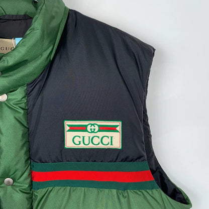 Gucci Logo Decorated Green Puffer Vest