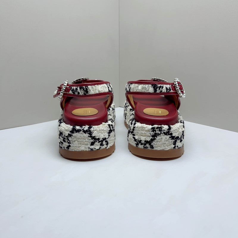 Gucci GG Tweed Waterproof Platform Sandals 0079