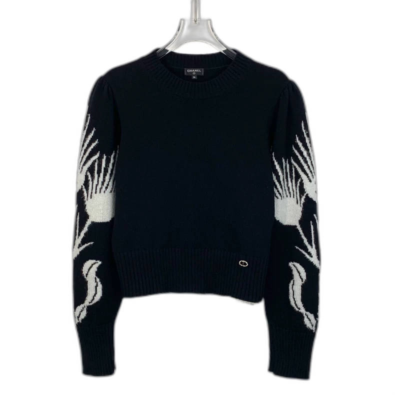 Chanel Black Winged Cashmere Sweater
