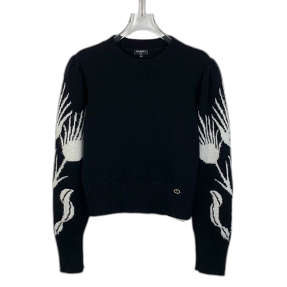 Chanel Black Winged Cashmere Sweater