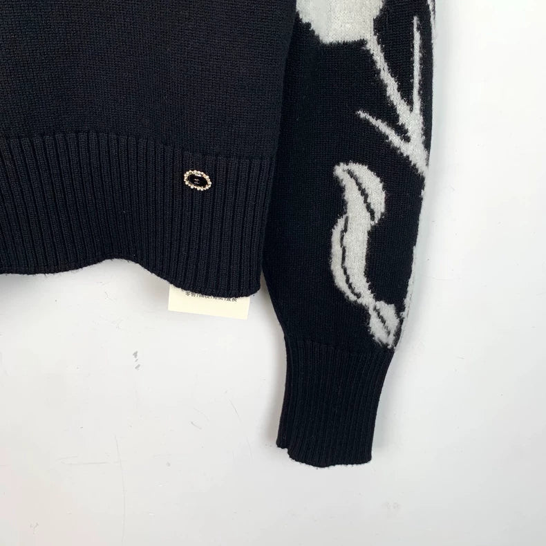 Chanel Black Winged Cashmere Sweater
