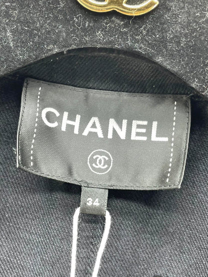 Chanel Black Camellia Denim Blazer