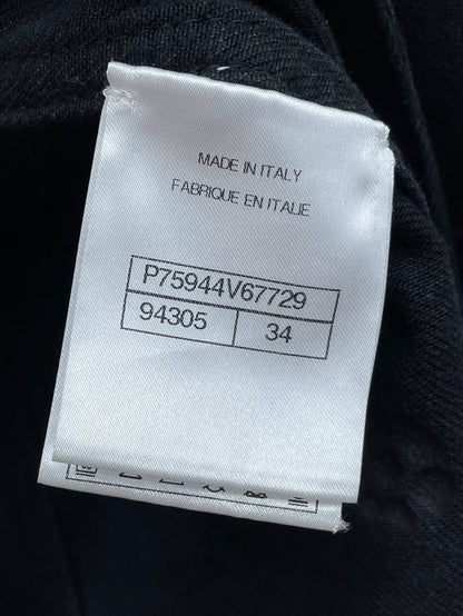 Chanel Black Camellia Denim Blazer