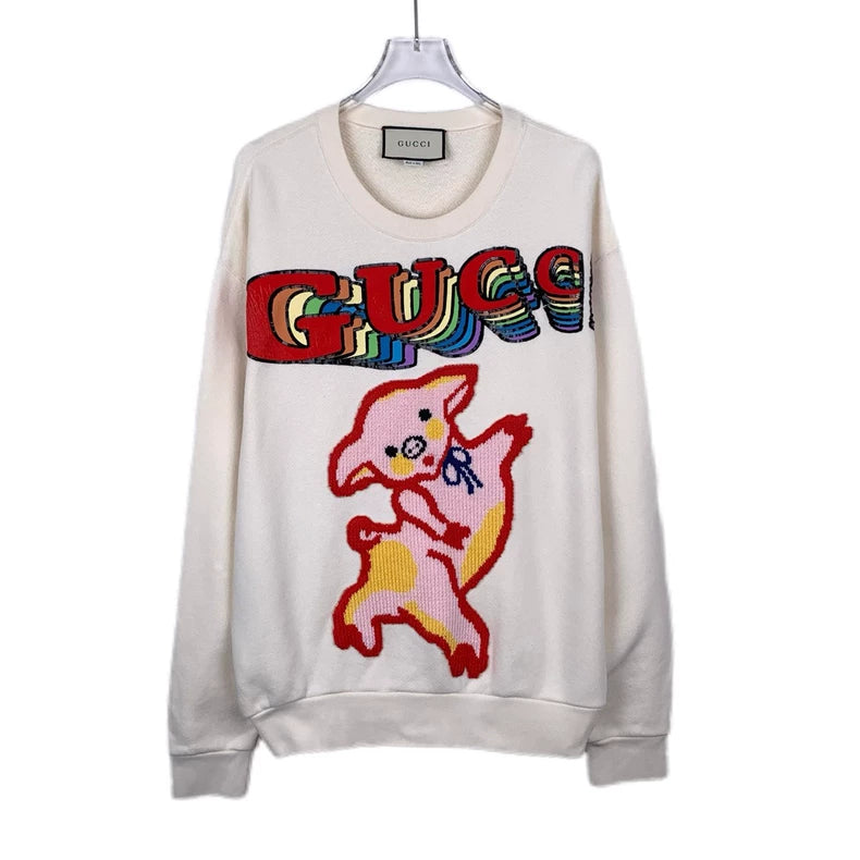 Gucci Logo Embroidered White Sweatshirt