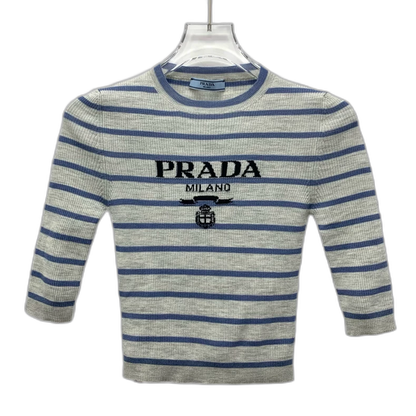 Prada Striped Wool Crew Neck Knit Top