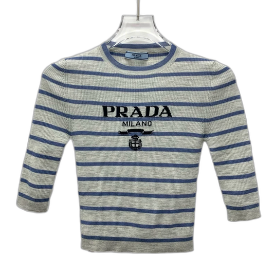 Prada Striped Wool Crew Neck Knit Top