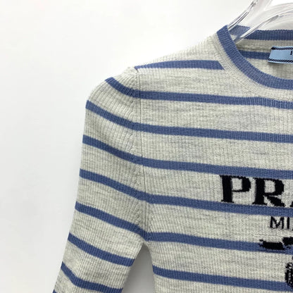 Prada Striped Wool Crew Neck Knit Top