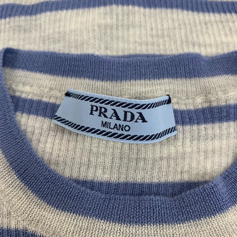 Prada Striped Wool Crew Neck Knit Top