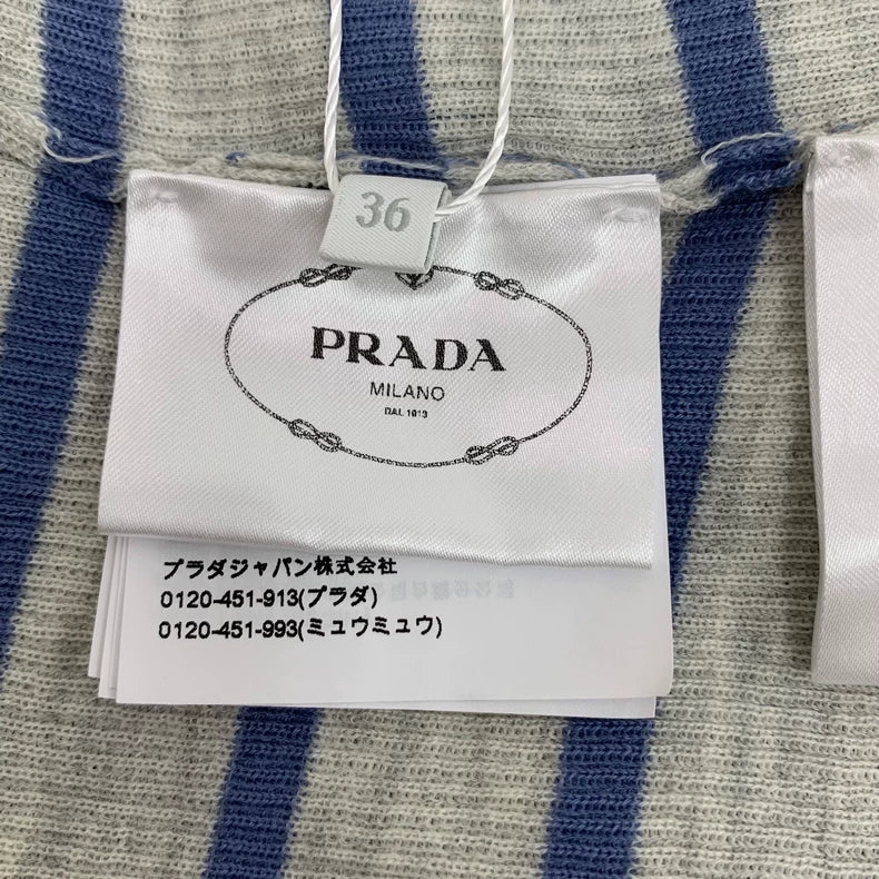 Prada Striped Wool Crew Neck Knit Top