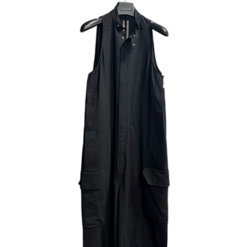 Rick Owens Black Sleeveless Jumpsuit with Pockets