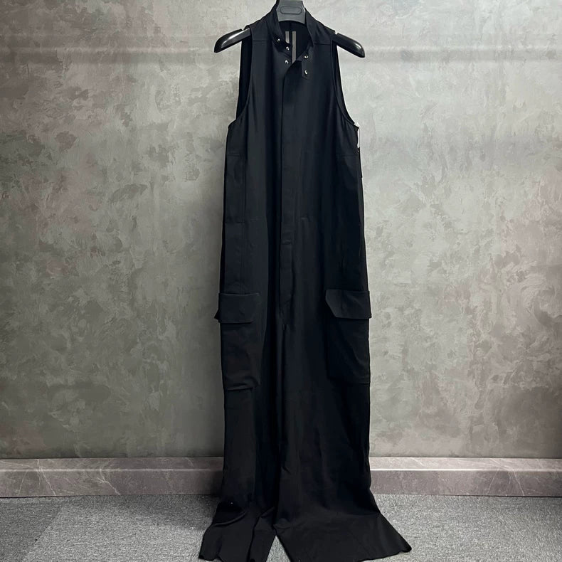 Rick Owens Black Sleeveless Jumpsuit with Pockets
