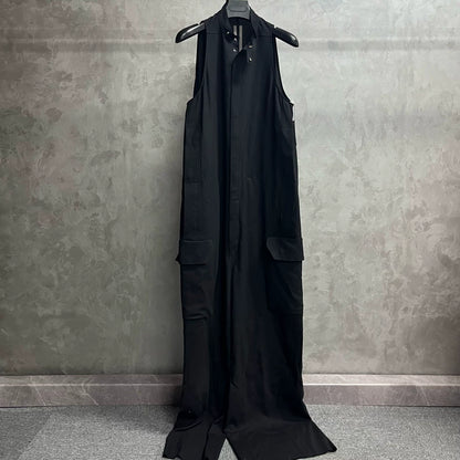 Rick Owens Black Sleeveless Jumpsuit with Pockets