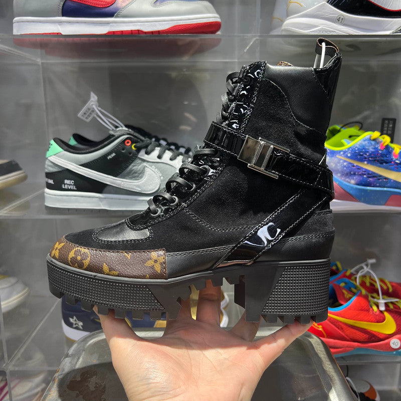 Louis Vuitton Black Monogram Mid-Calf Martin Boots 0079