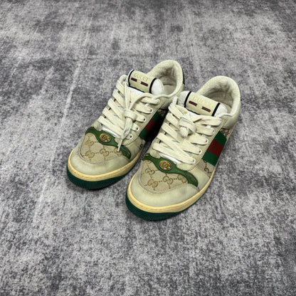Gucci Screener Sneakers in Green and Beige 0079