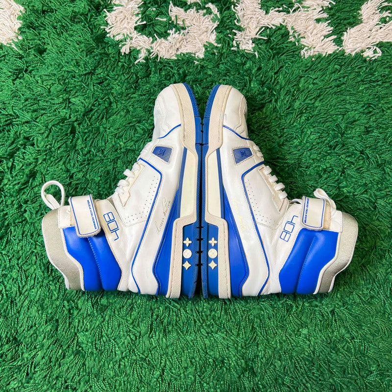 Louis Vuitton Trainer Logo Sneakers in Blue and White 0079