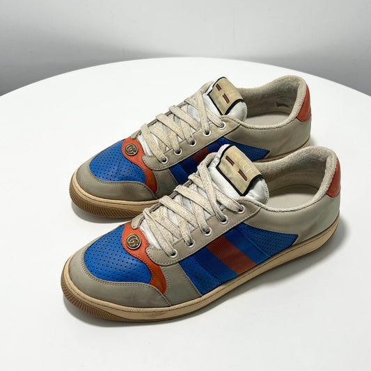 Gucci Screener Distressed Sneakers in Blue 0079