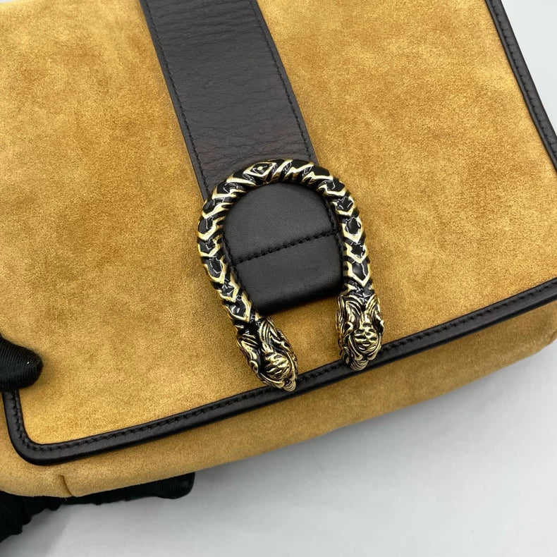 Gucci Suede Tiger Head Shoulder Bag
