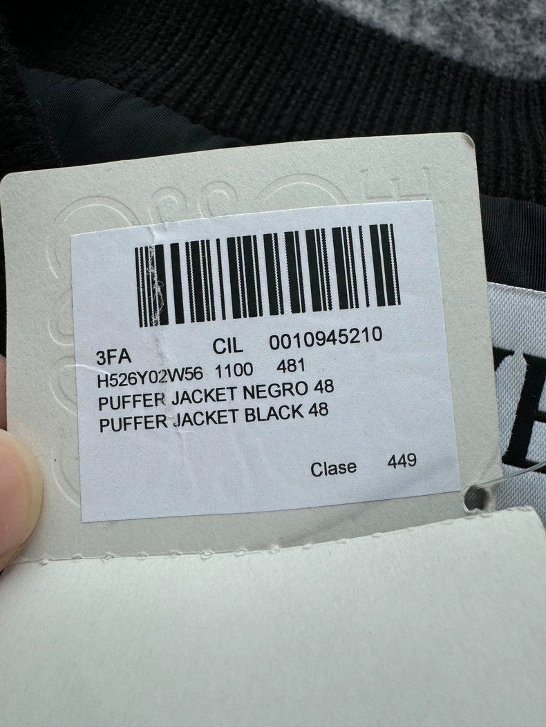 Loewe Black Puffer Jacket with Leather Tag