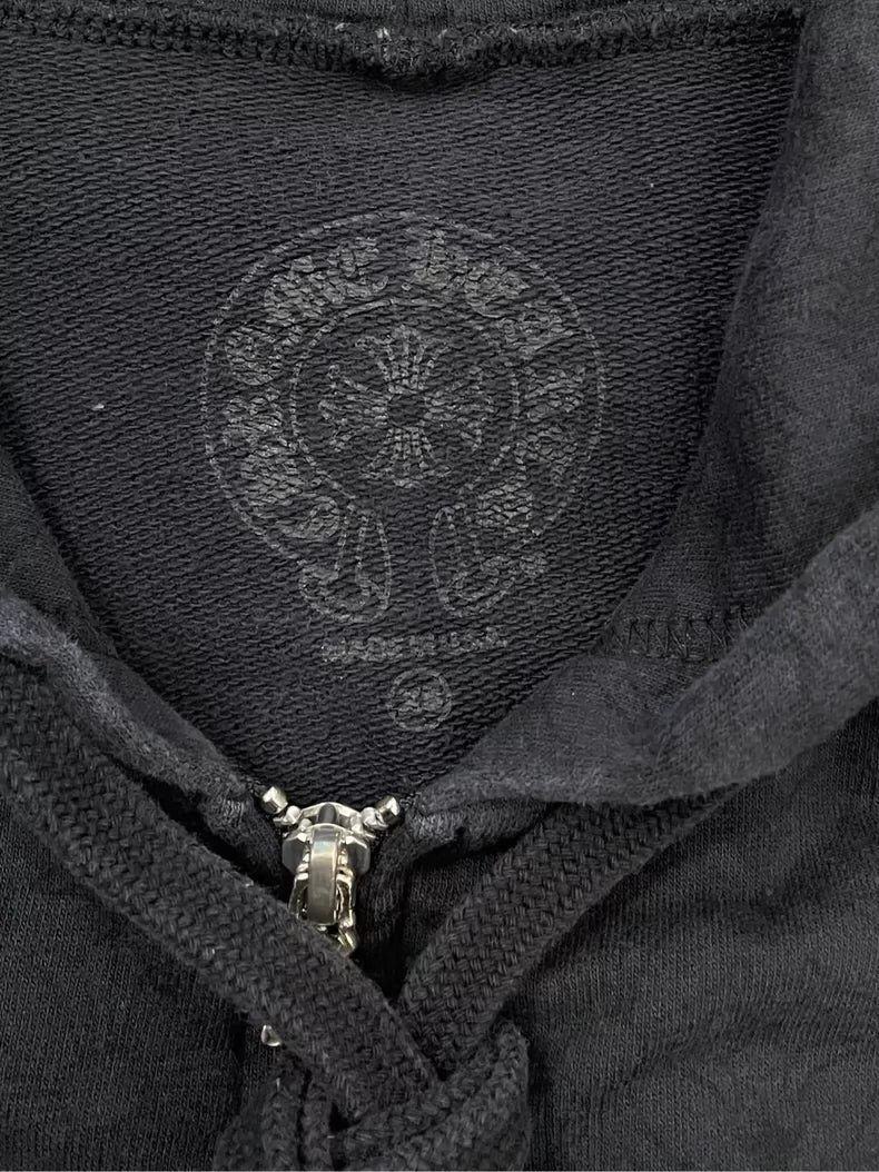 Chrome Hearts Black Hoodie with Silver Zipper