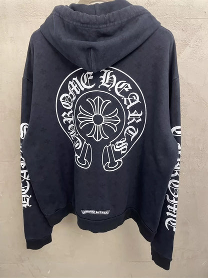 Chrome Hearts Black Hoodie with Silver Zipper