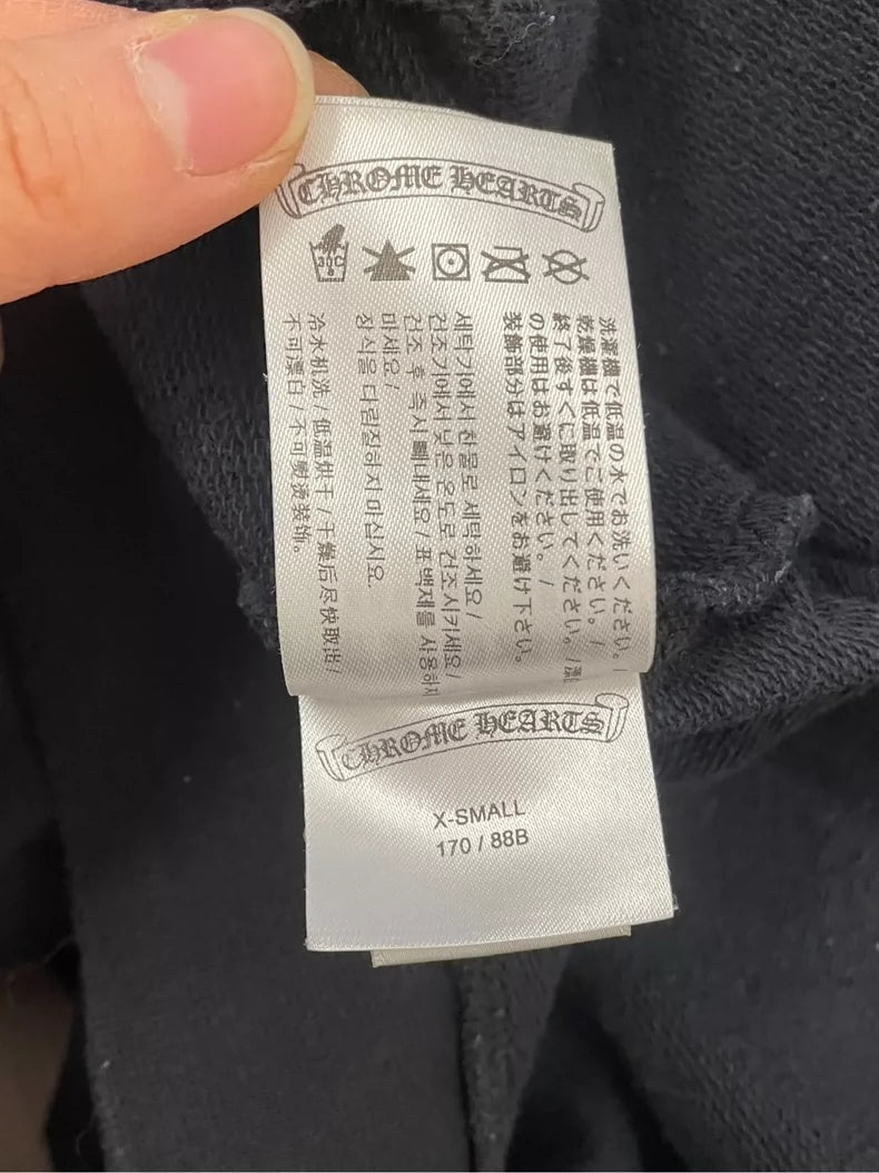 Chrome Hearts Black Hoodie with Silver Zipper