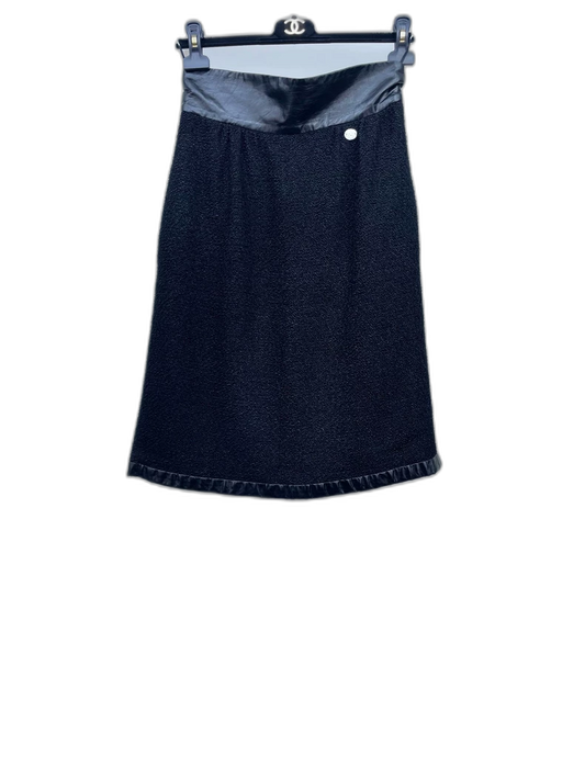 Chanel Leather Panel Midi Skirt