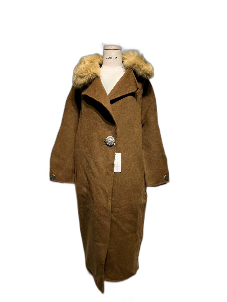 Vintage Givenchy Long Wool Coat with Fur Collar