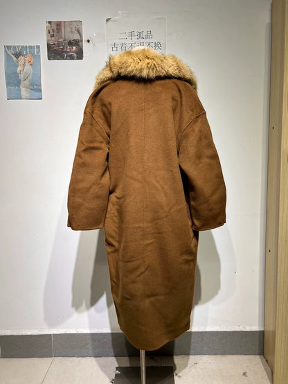 Vintage Givenchy Long Wool Coat with Fur Collar