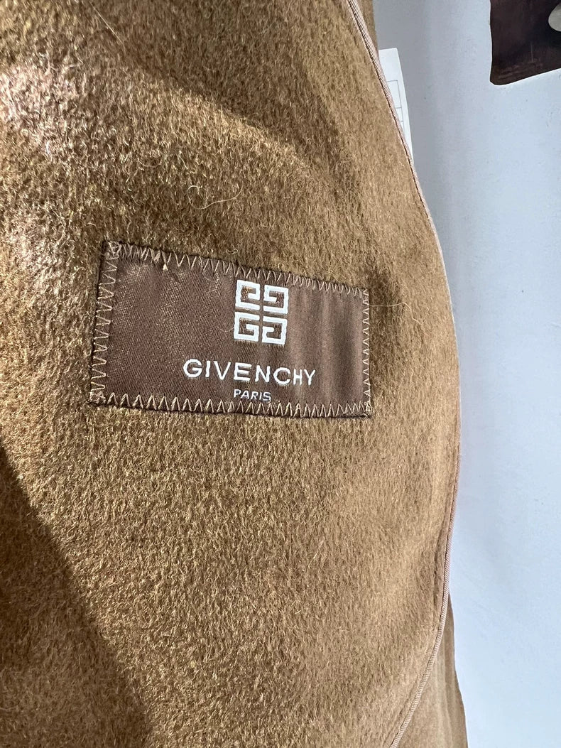 Vintage Givenchy Long Wool Coat with Fur Collar