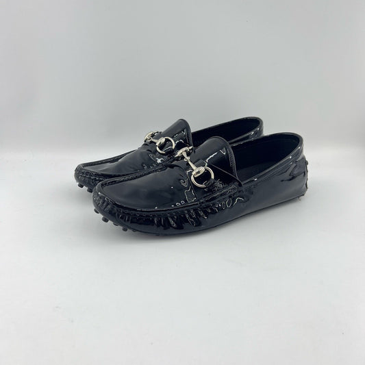 Gucci Black Leather Slip-On Lifestyle Loafers 0079