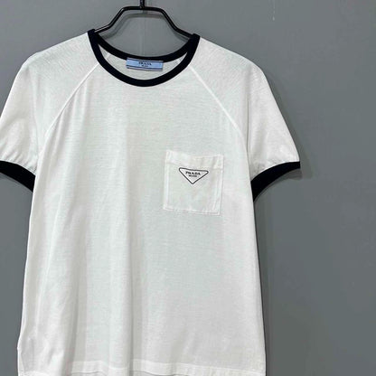 Prada Triangle Logo White Short Sleeve Tee
