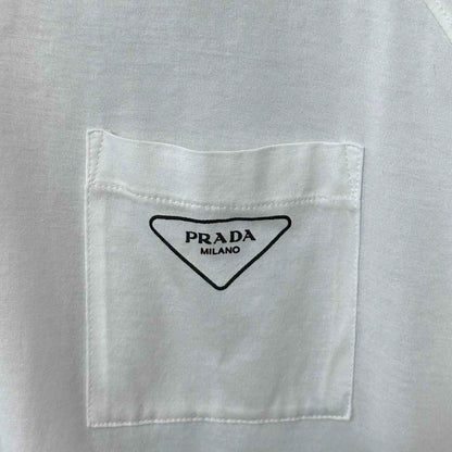 Prada Triangle Logo White Short Sleeve Tee