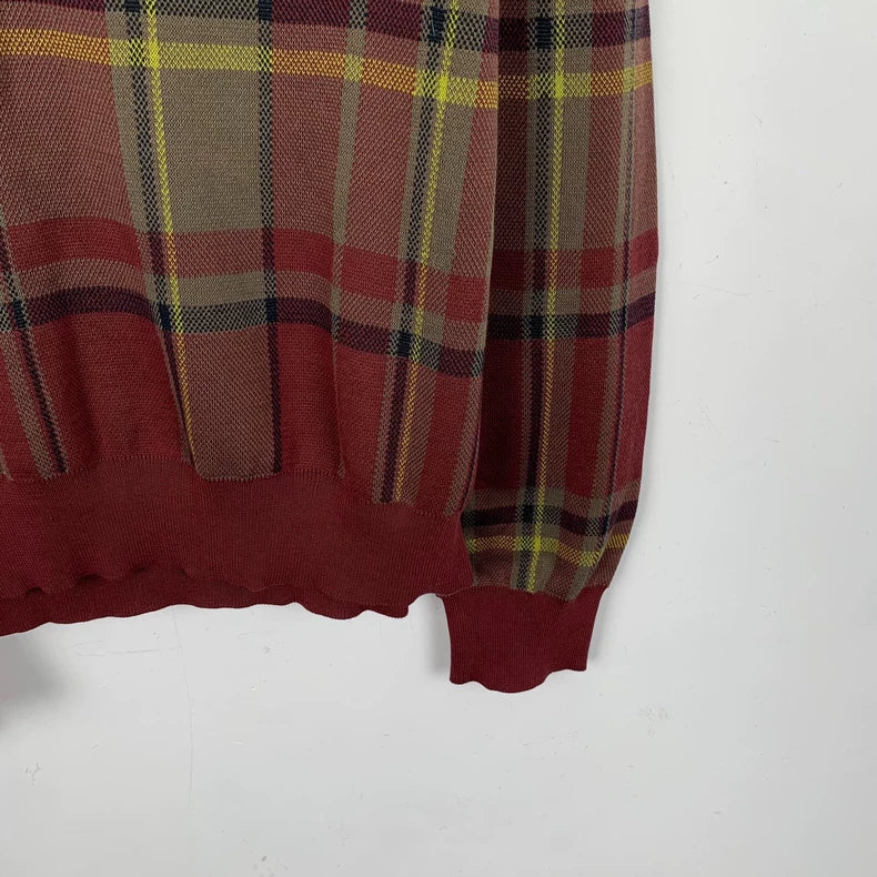 Hermes Color-Blocked V-Neck Knit Sweater