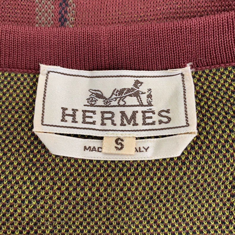 Hermes Color-Blocked V-Neck Knit Sweater