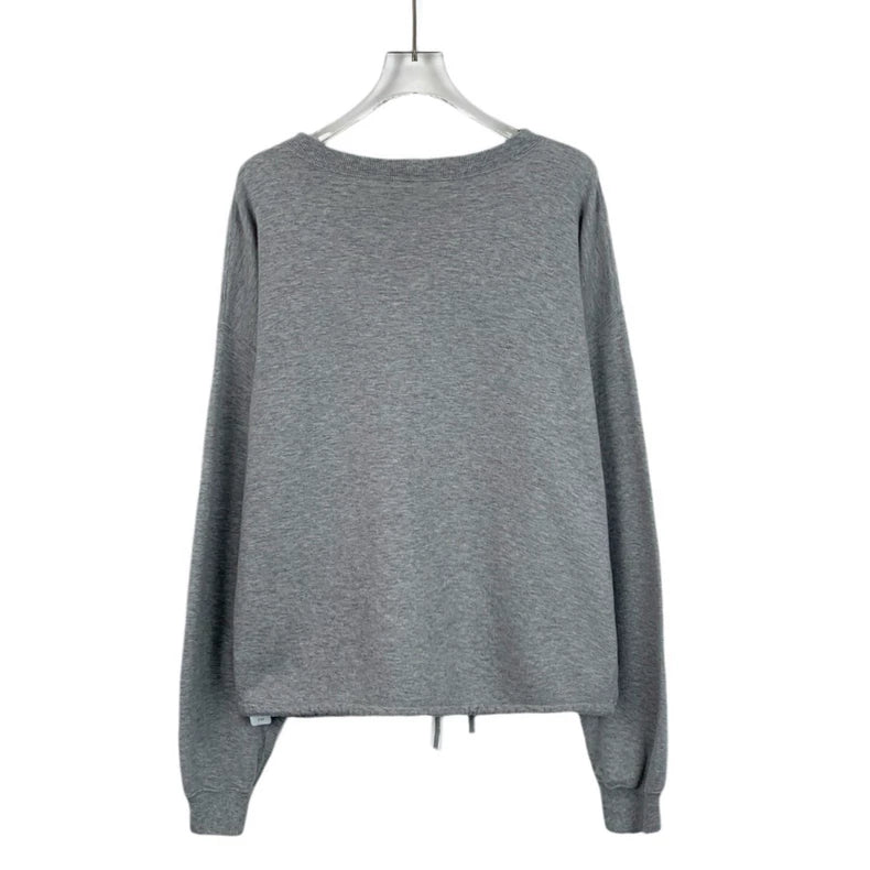 Celine Gray Logo Print Long Sleeve Sweatshirt