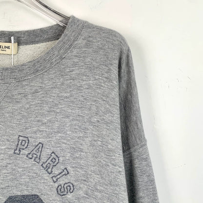 Celine Gray Logo Print Long Sleeve Sweatshirt