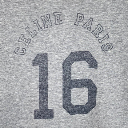 Celine Gray Logo Print Long Sleeve Sweatshirt