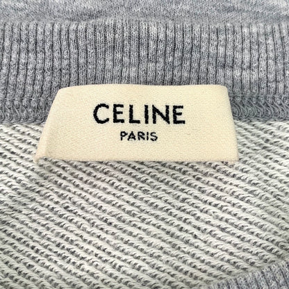 Celine Gray Logo Print Long Sleeve Sweatshirt