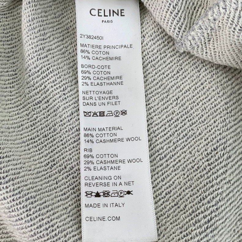 Celine Gray Logo Print Long Sleeve Sweatshirt