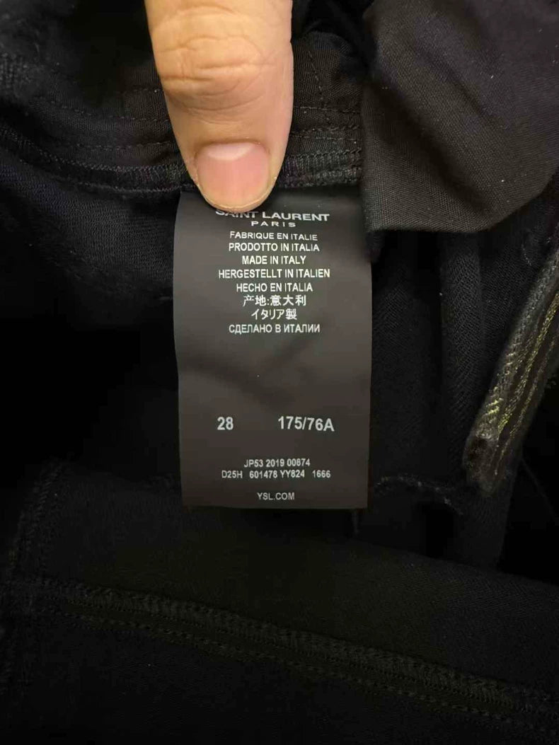 Saint Laurent Black Striped Logo Jeans