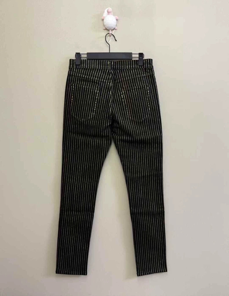 Saint Laurent Black Striped Logo Jeans