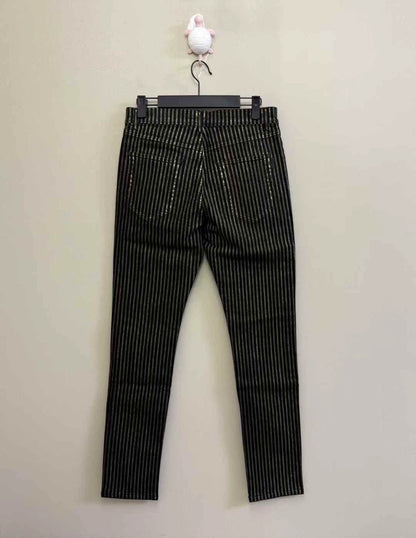 Saint Laurent Black Striped Logo Jeans